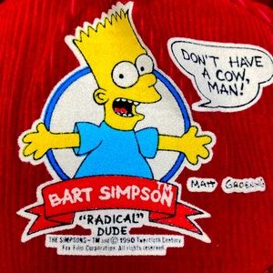 Vintage 🔥 Rare 1990 The Simpsons Bart Simpson Cordaroy snapback hat 💎